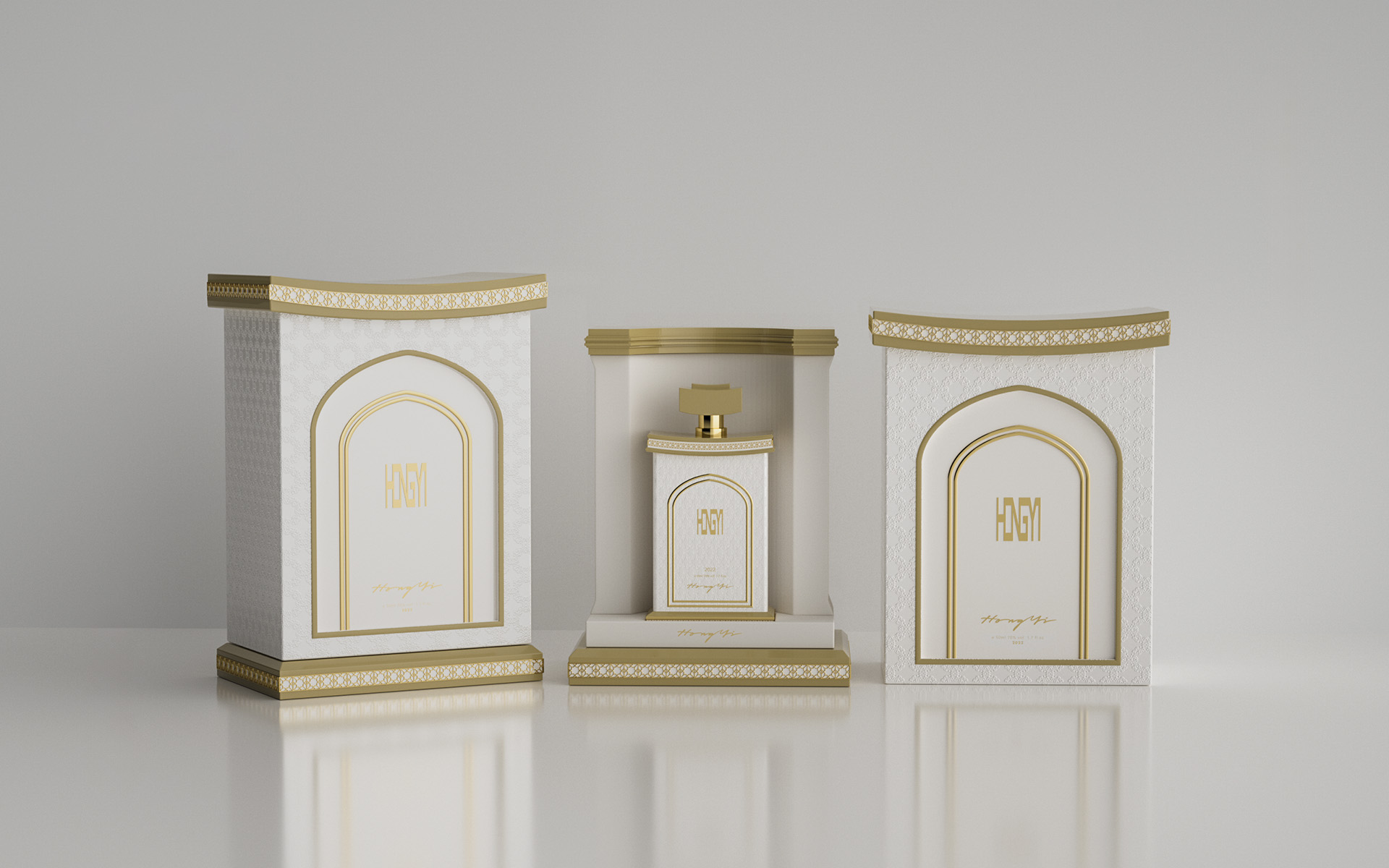 wooden perfume display case